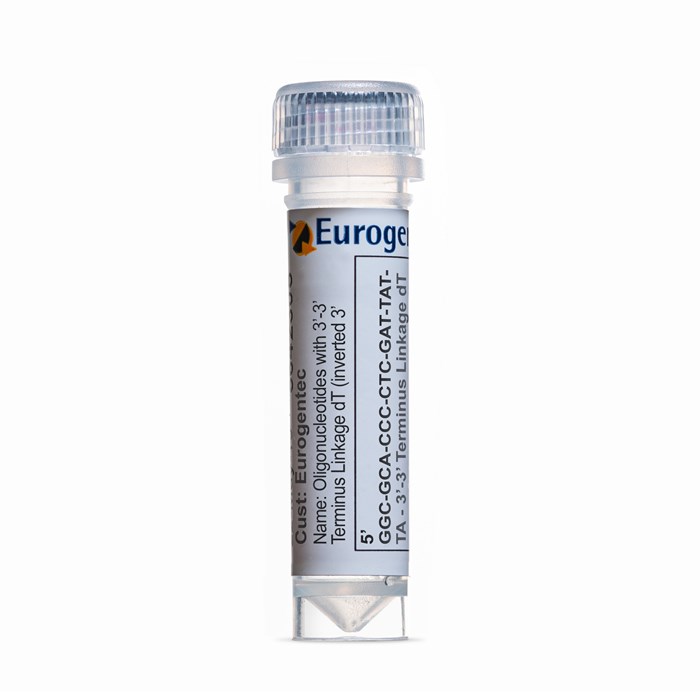 Example of a tube containing an Oligonucleotides with 3'-3' Terminus Linkage dT (inverted 3' base) m